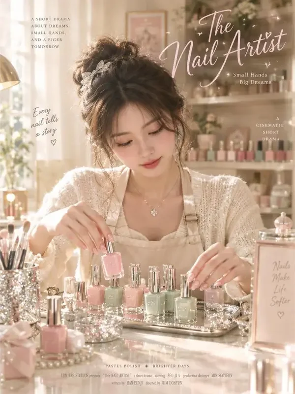 短剧指尖花开时封面，美甲店题材